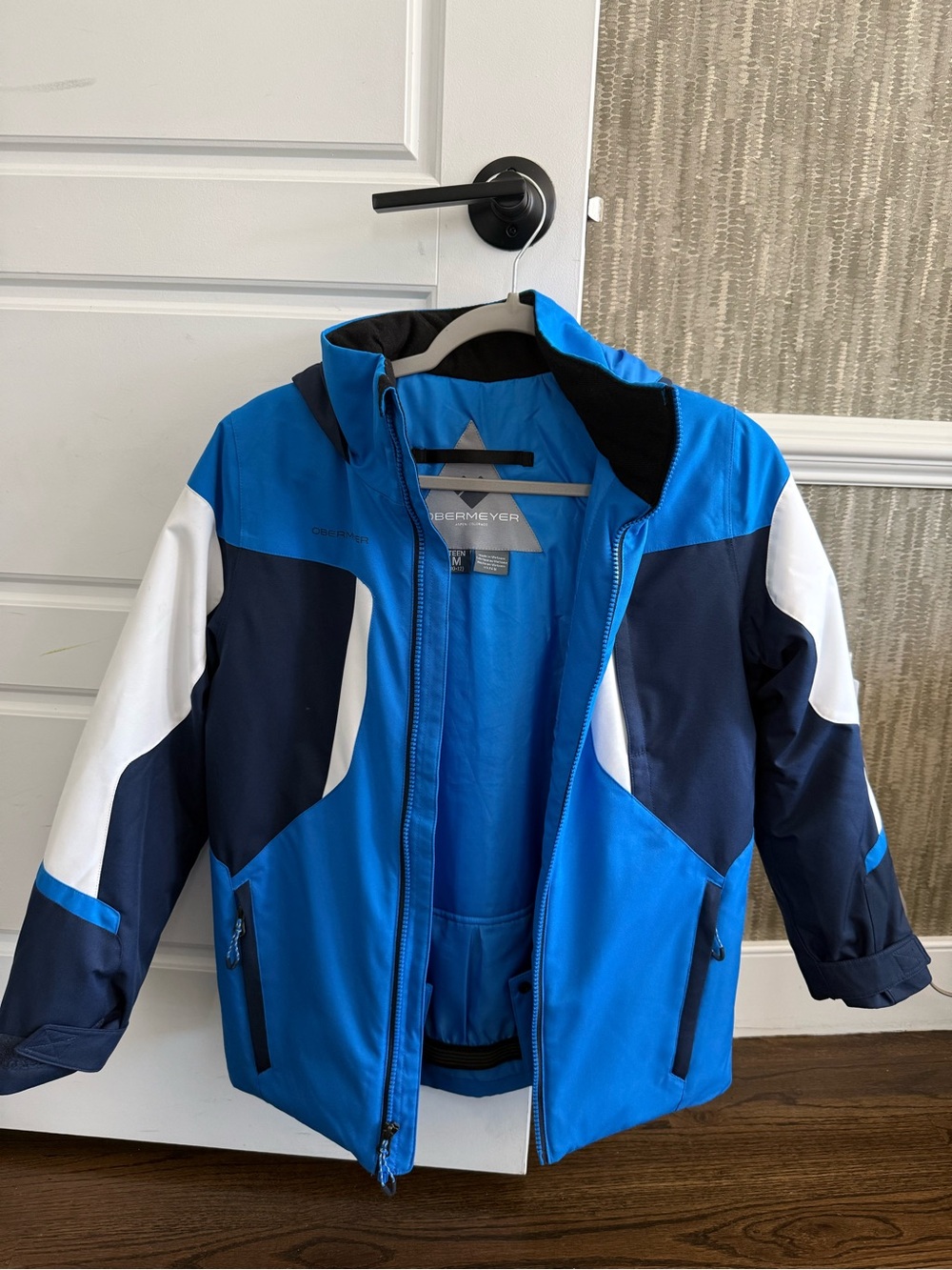Obermeyer Blue Navy White Kids' Colorblock Ski Coat